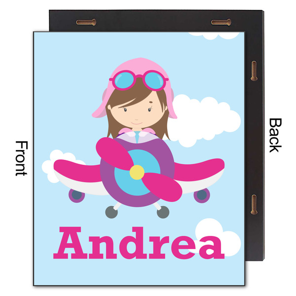 Airplane & Girl Pilot 20x24 Wood Print - Front & Back View