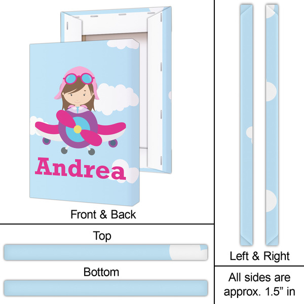 Airplane & Girl Pilot 20x30 - Canvas Print - Approval