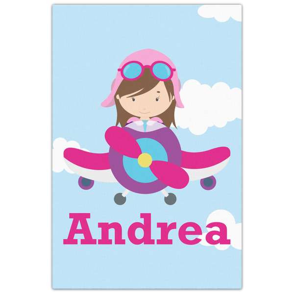 Airplane & Girl Pilot 20x30 - Canvas Print - Front View