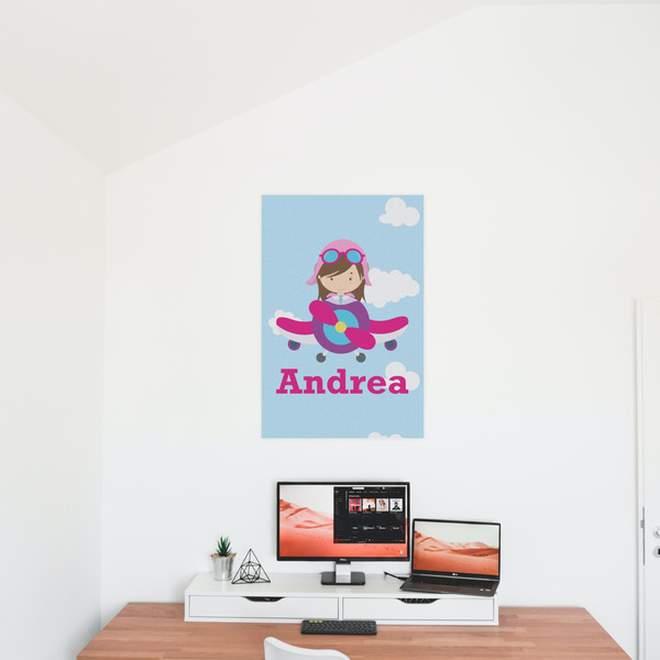 Airplane & Girl Pilot 20x30 - Matte Poster - On the Wall