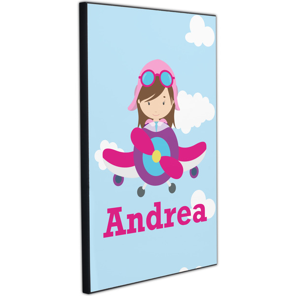 Airplane & Girl Pilot 20x30 Wood Print - Angle View