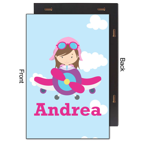 Airplane & Girl Pilot 20x30 Wood Print - Front & Back View