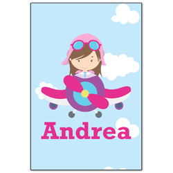 Airplane & Girl Pilot Wood Print - 20x30 (Personalized)