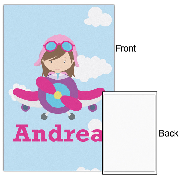 Airplane & Girl Pilot 24x36 - Matte Poster - Front & Back