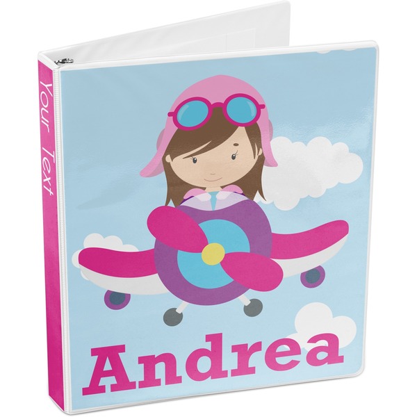 Airplane & Girl Pilot 3-Ring Binder 3/4 - Main