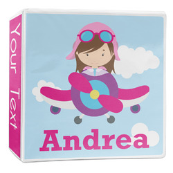 Airplane & Girl Pilot 3-Ring Binder - 2 inch (Personalized)