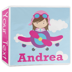 Airplane & Girl Pilot 3-Ring Binder - 3 inch (Personalized)