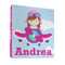 Airplane & Girl Pilot 3 Ring Binder - Full Wrap - 1" (Personalized)