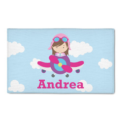 Airplane & Girl Pilot 3' x 5' Patio Rug (Personalized)