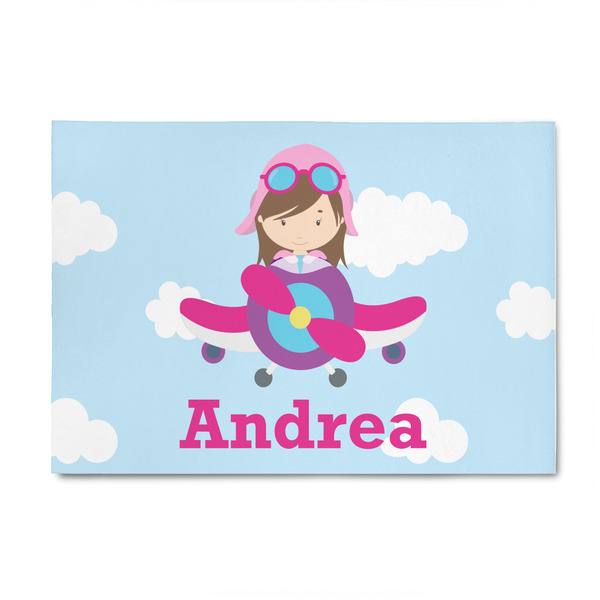 Custom Airplane & Girl Pilot 4' x 6' Indoor Area Rug (Personalized)