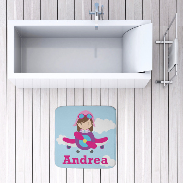 Airplane & Girl Pilot 48x48 Foam Memory Mat - LIFESTYLE