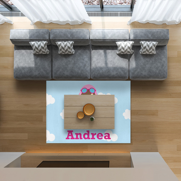 Airplane & Girl Pilot 5'x7' Indoor Area Rugs - IN CONTEXT