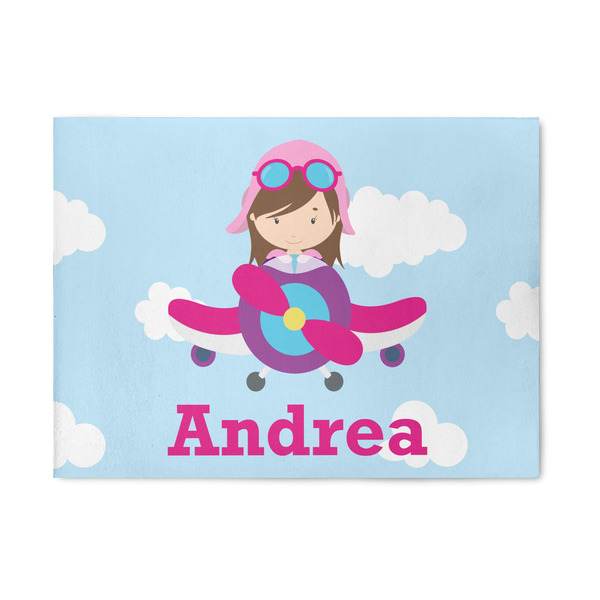 Custom Airplane & Girl Pilot Area Rug (Personalized)