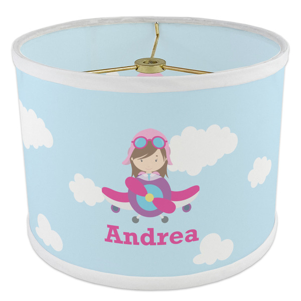 Airplane & Girl Pilot 8" Drum Lampshade - ANGLE Poly-Film