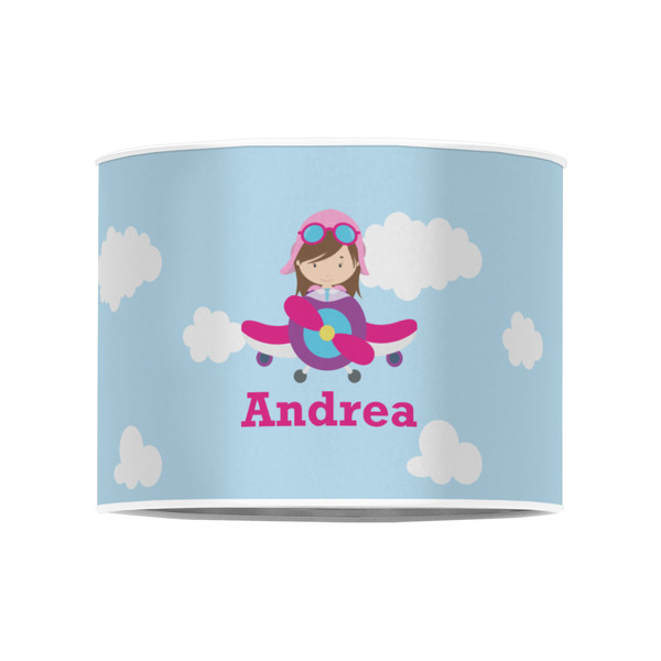 Airplane & Girl Pilot 8" Drum Lampshade - FRONT (Poly Film)