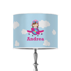 Airplane & Girl Pilot 8" Drum Lamp Shade - Poly-film (Personalized)