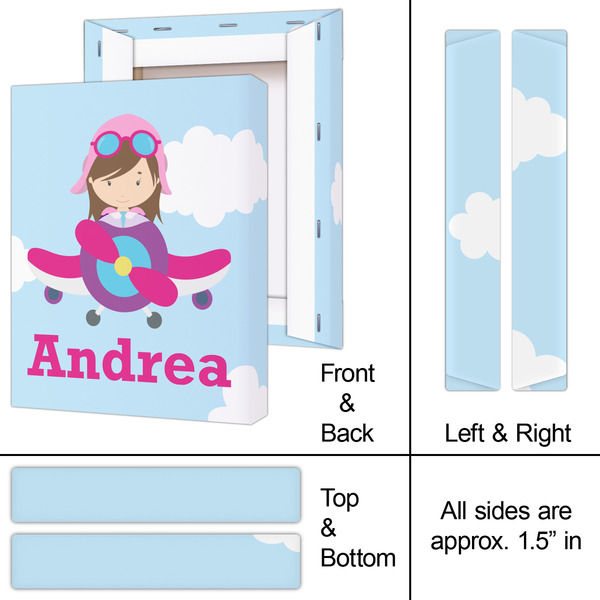 Airplane & Girl Pilot 8x10 - Canvas Print - Approval