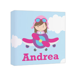 Airplane & Girl Pilot Canvas Print - 8x8 (Personalized)