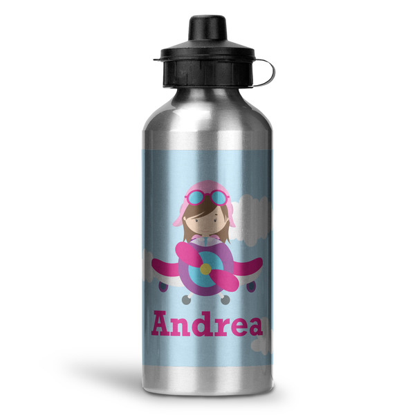 Custom Airplane & Girl Pilot Water Bottle - Aluminum - 20 oz (Personalized)