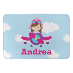 Airplane & Girl Pilot Anti-Fatigue Kitchen Mat (Personalized)