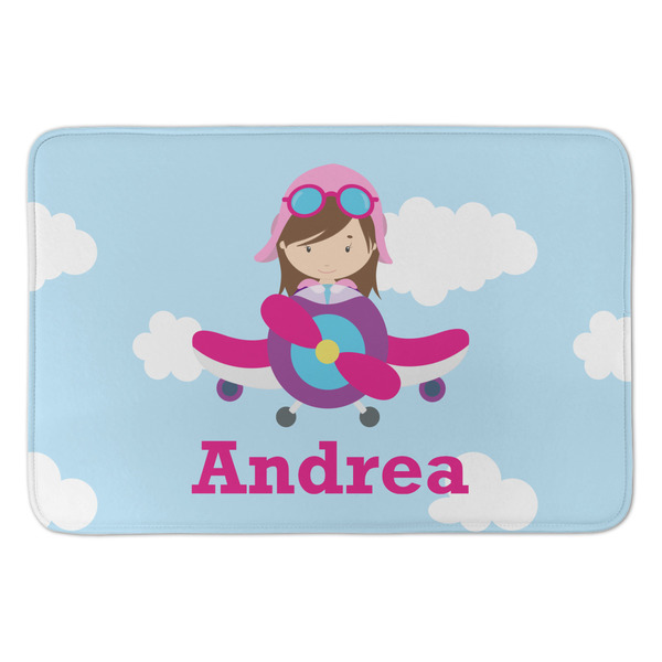 Custom Airplane & Girl Pilot Anti-Fatigue Kitchen Mat (Personalized)