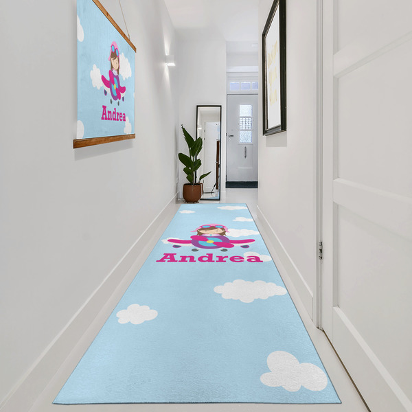 Airplane & Girl Pilot Area Rug Sizes - In Context (vertical)