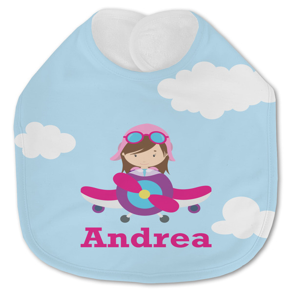 Airplane & Girl Pilot Baby Bib - AFT closed