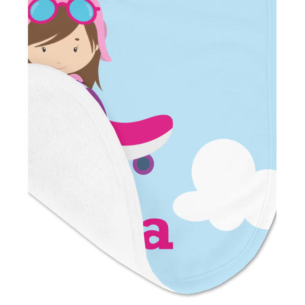 Airplane & Girl Pilot Baby Bib - AFT detail