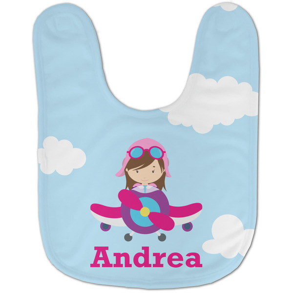 Airplane & Girl Pilot Baby Bib - AFT flat