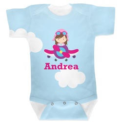 Airplane & Girl Pilot Baby Bodysuit 6-12 (Personalized)