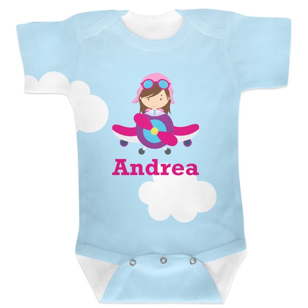 Custom Airplane & Girl Pilot Baby Bodysuit 6-12 (Personalized)