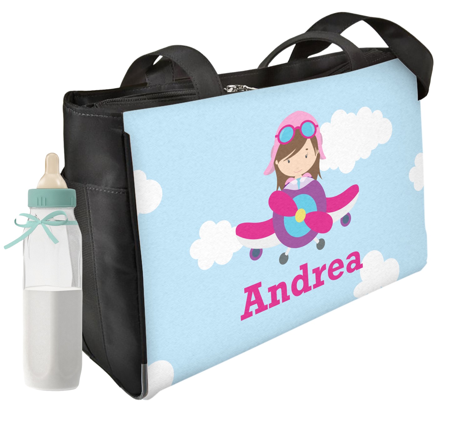 Airplane & Girl Pilot Diaper Bag (Personalized) YouCustomizeIt