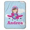 Airplane & Girl Pilot Baby Sherpa Blanket - Flat