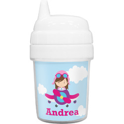 Airplane & Girl Pilot Baby Sippy Cup (Personalized)