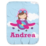 Airplane & Girl Pilot Baby Swaddling Blanket (Personalized)