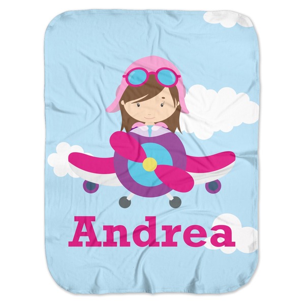 Custom Airplane & Girl Pilot Baby Swaddling Blanket (Personalized)