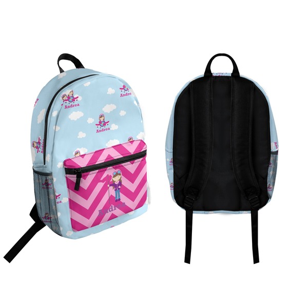 Airplane & Girl Pilot Backpack front and back - Apvl