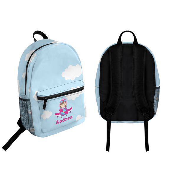 Airplane & Girl Pilot Backpack front and back - Apvl