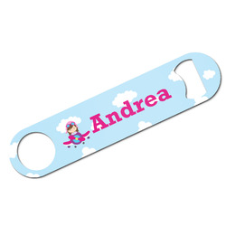 Airplane & Girl Pilot Bar Bottle Opener w/ Name or Text