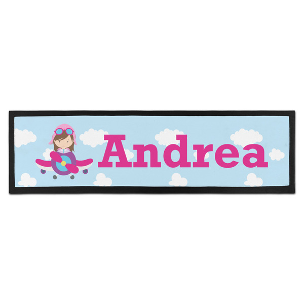 Custom Airplane & Girl Pilot Bar Mat - Large (Personalized)