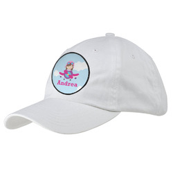 Airplane & Girl Pilot Baseball Cap - White (Personalized)
