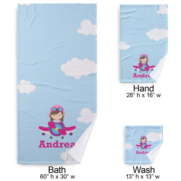 Airplane & Girl Pilot Bath Towel Sets - 3-piece - Approval