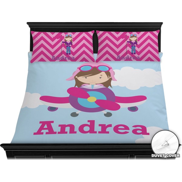 Airplane & Girl Pilot Bedding Set (King) - Duvet