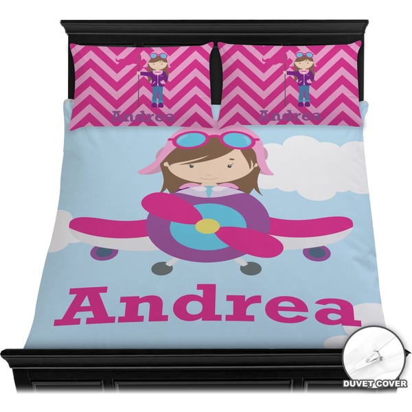 Airplane & Girl Pilot Bedding Set (Queen) - Duvet