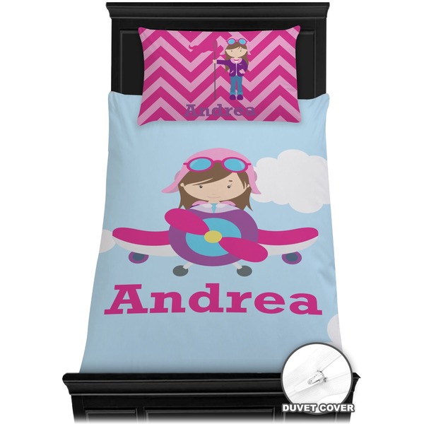 Airplane & Girl Pilot Bedding Set (Twin) - Duvet
