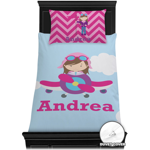 Airplane & Girl Pilot Bedding Set (TwinXL) - Duvet