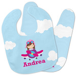 Airplane & Girl Pilot Baby Bib w/ Name or Text