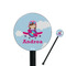 Airplane & Girl Pilot 5.5" Round Plastic Stir Sticks - Black - Single Sided (Personalized)