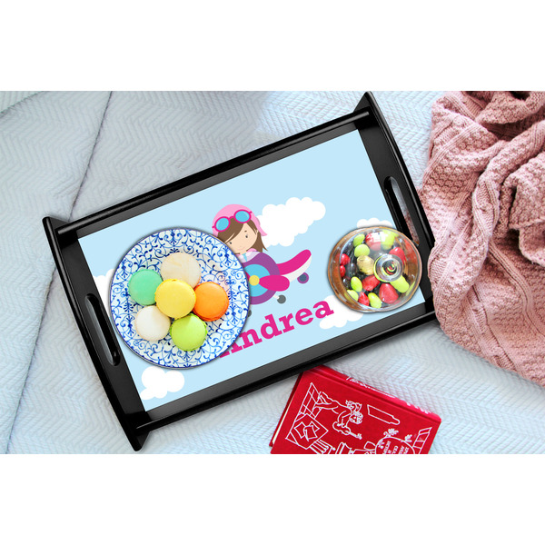 Airplane & Girl Pilot Black Tray - Lifestyle (UPDATED)