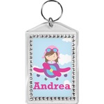 Airplane & Girl Pilot Bling Keychain (Personalized)